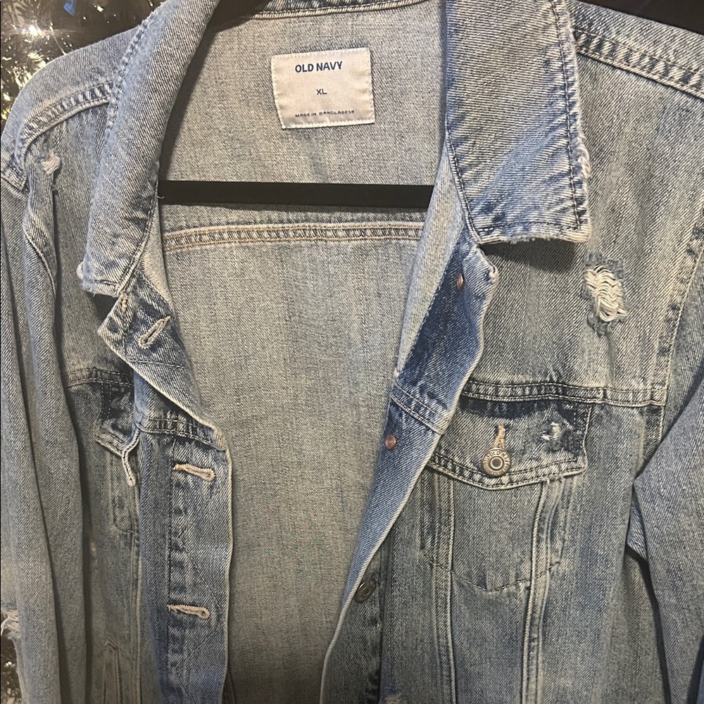 Old Navy Distressed Blue Denim Jacket
